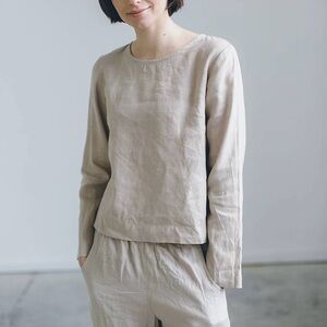 Linenfox long sleeve top (dusty peach)